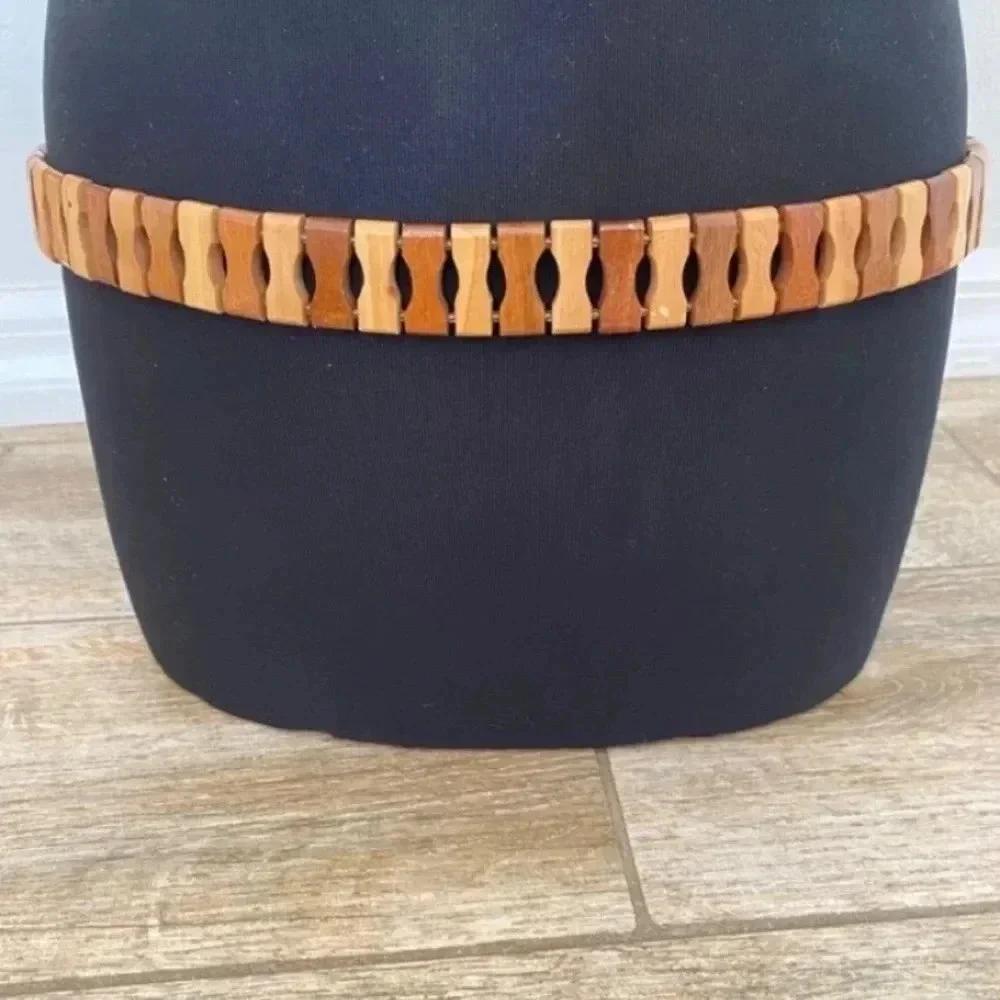 Vintage Womens Wooden Boho Folksy Belt